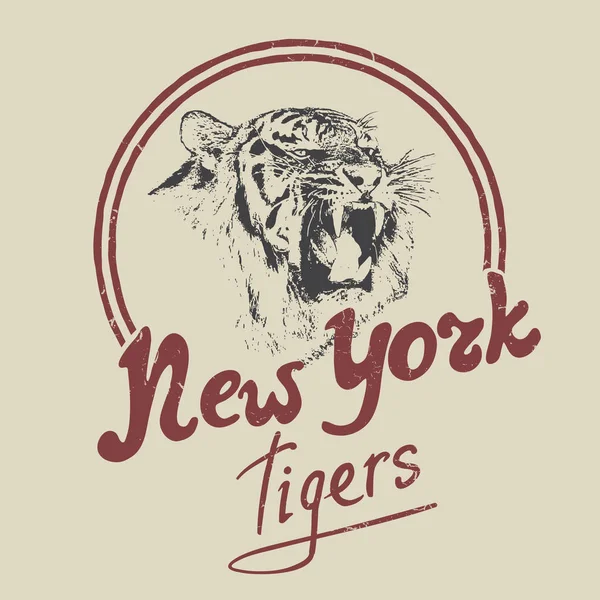 New york tiger retro popisek — Stockový vektor