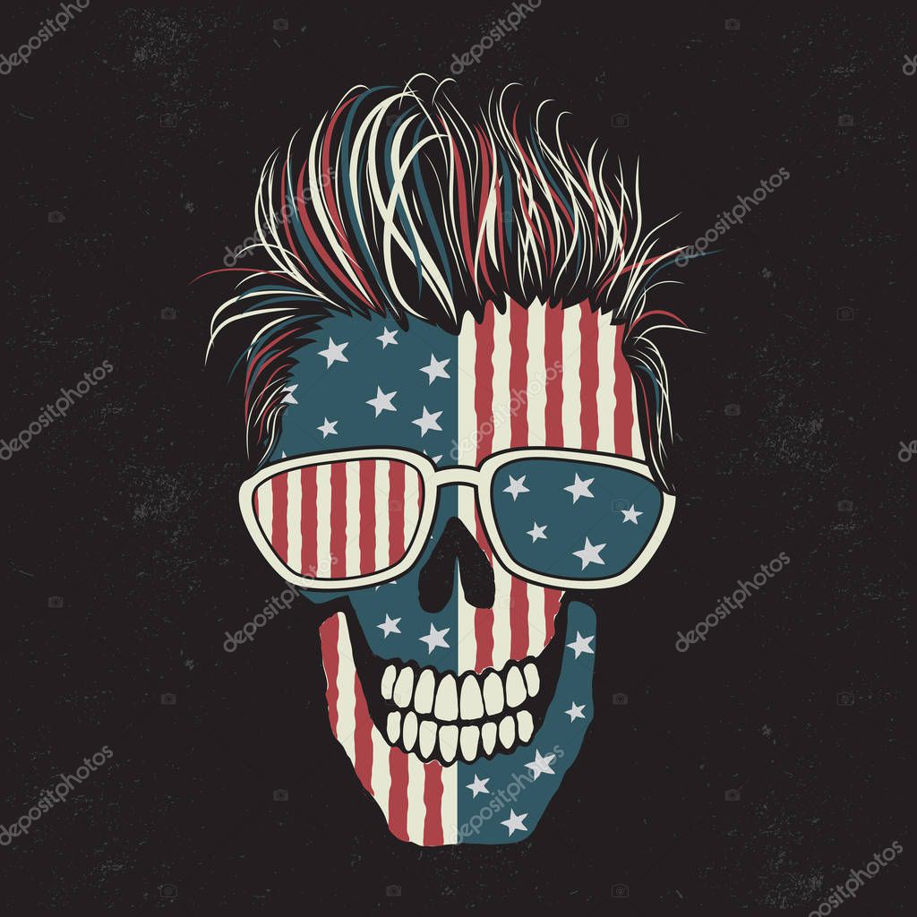 Modern american skull, vector illustration
