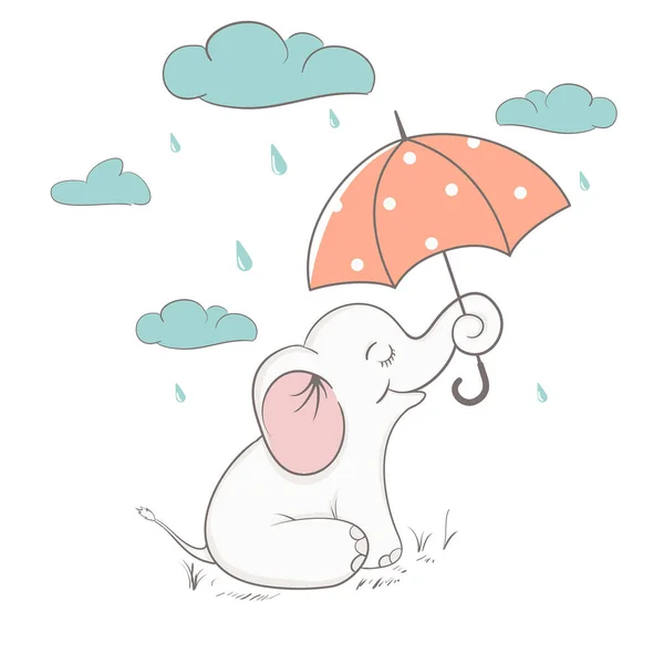 Ελέφαντας κρατά μια ομπρέλα — Διανυσματικό Αρχείο