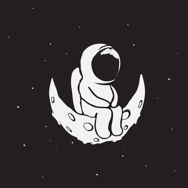 Spaceman se sienta en la luna — Archivo Imágenes Vectoriales