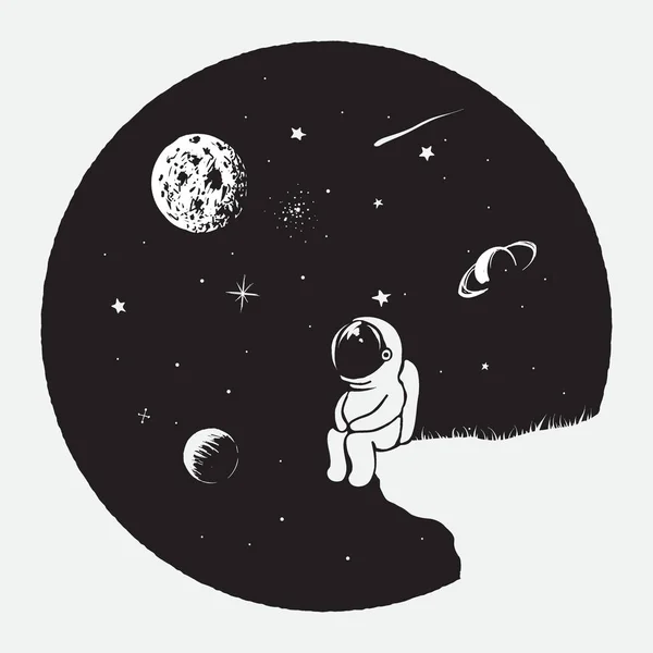 Astronaut ser till universum — Stock vektor