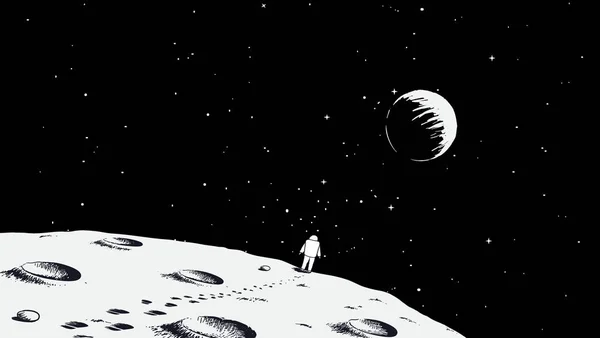 Астронавт ходьба на місяць — стоковий вектор