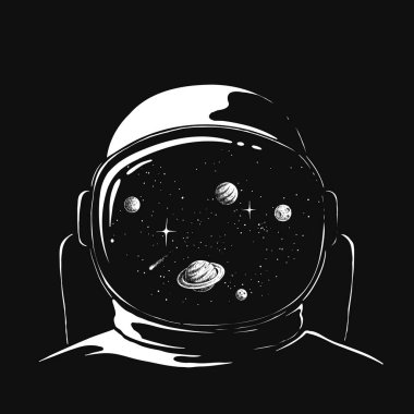 Bir astronot kaskında uzay yansıması