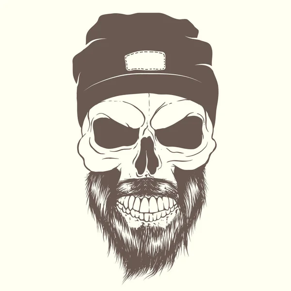 Skull with hat and beard — ストックベクタ