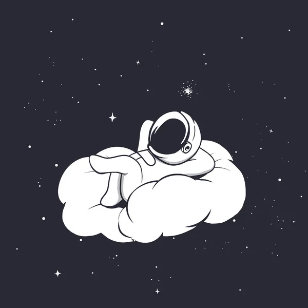 Astronaut lies on the cloud — Stock Vector