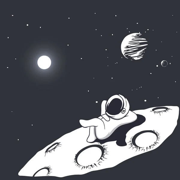 Astronot Ay 'da güneşleniyor
