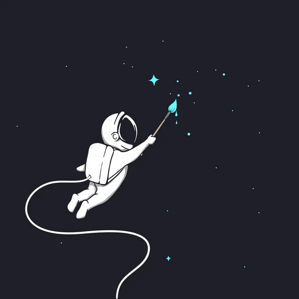 Yıldızları çizen sevimli astronot.