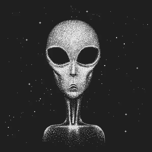 Rosto de alienígena no espaço . — Vetor de Stock