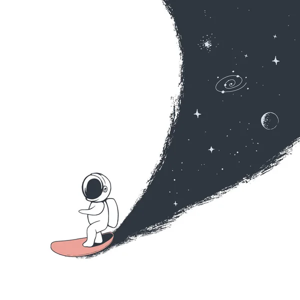 Astronauta monta en tabla de surf — Archivo Imágenes Vectoriales