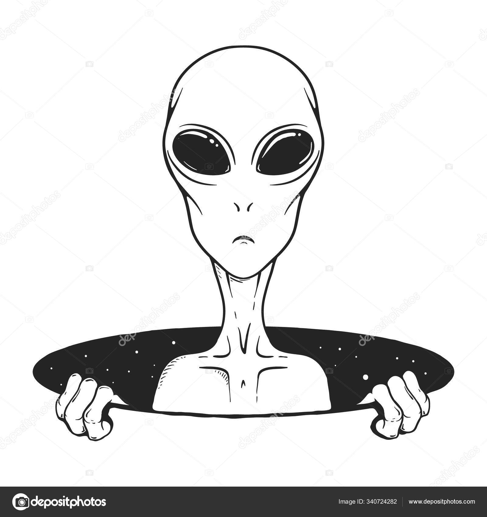 Alien peeps out from the hole of space Stock Vector Image by ©mirquurius  #340724282