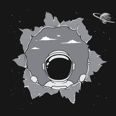Astronot duvara yumruk atarak uzaya giriyor.