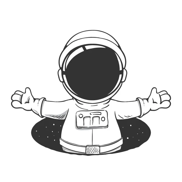 Baby ruimteman gluurt uit het gat van de ruimte — Stockvector