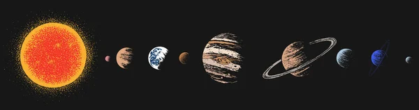 Versiunea de culoare a sistemului solar — Vector de stoc