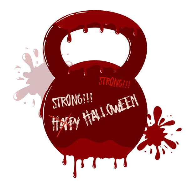 Boldog Halloween szöveggel véres kettlebell. — Stock Vector