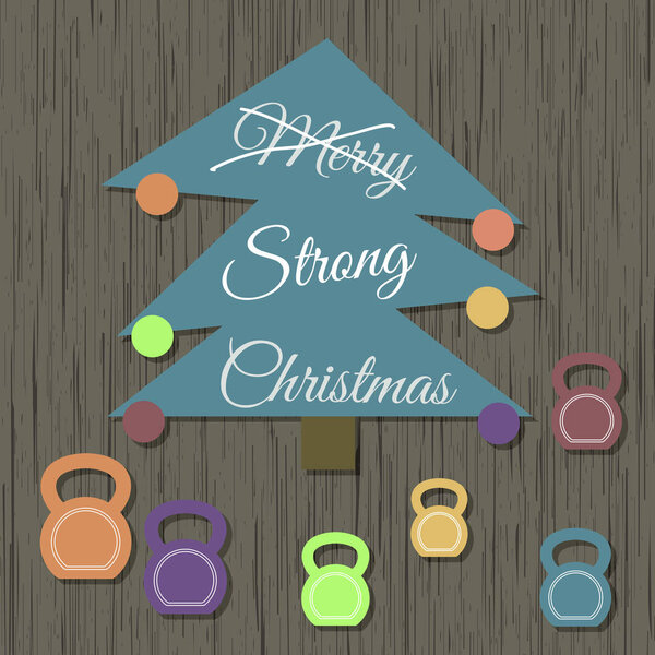 Рождественская открытка ведьма Рождественская елка с гирями
