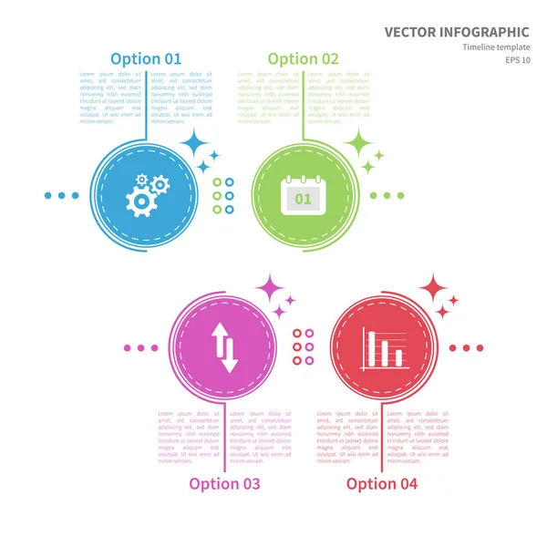 Șablon infografic cu elemente circulare și pictograme de afaceri — Vector de stoc