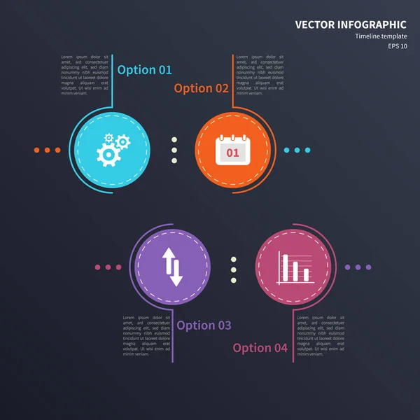 Șablon infografic cu elemente circulare și pictograme de afaceri — Vector de stoc