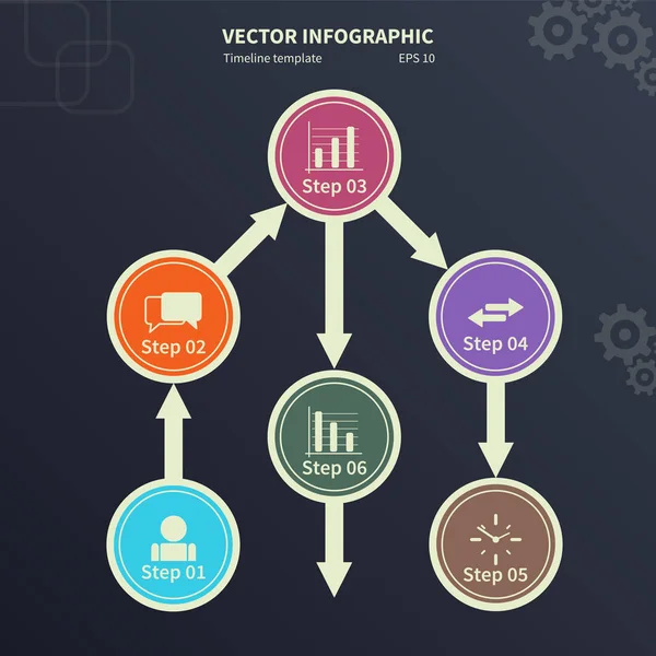 Șablon infografic cu elemente circulare și pictograme de afaceri — Vector de stoc