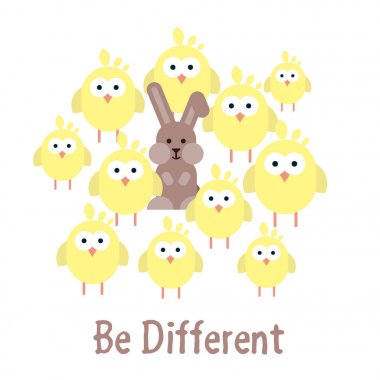 Tavuk ve bunny ile farklı çizim şablonu.