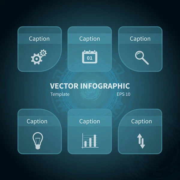 Șablon infografic futurist pe fundalul albastru . — Vector de stoc