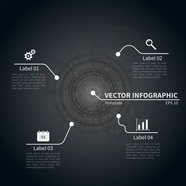 Futuristische Infografik-Vorlage mit Symbolen auf grauem Hintergrund. — Stockvektor