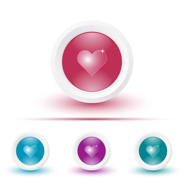 Icône ou bouton vectoriel brillant avec pictogramme cardiaque — Image vectorielle