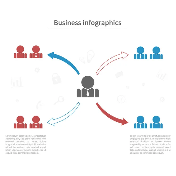Bunte Infografik-Vorlage mit Geschäftsmann-Piktogramm. Geschäftskonzept im flachen Stil. — Stockvektor