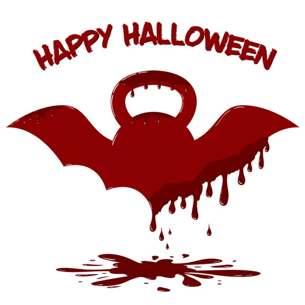 Campanello alato con sangue gocciolante. Illustrazione del modello di carta di Halloween . — Vettoriale Stock