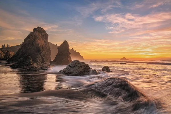 Barevný Sunset Seascape na severní Kalifornii Beach — Stock fotografie