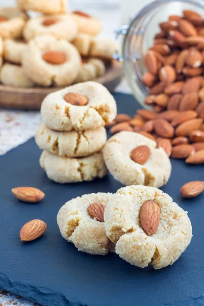 Healthy homemade almond cookies without butter and flour, vertical