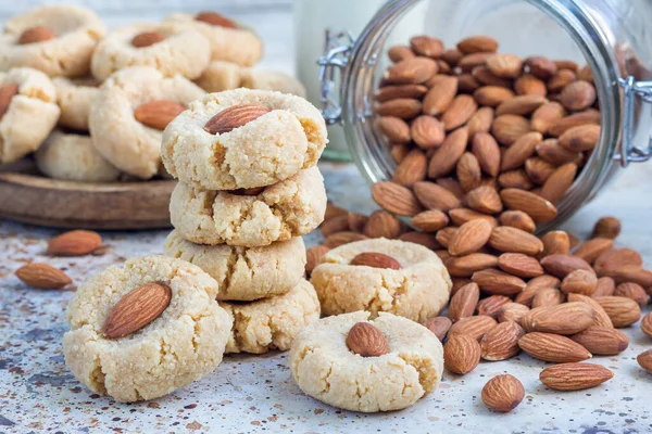 Galletas Almendras Caseras Saludables Sin Mantequilla Harina Horizontales — Foto de Stock