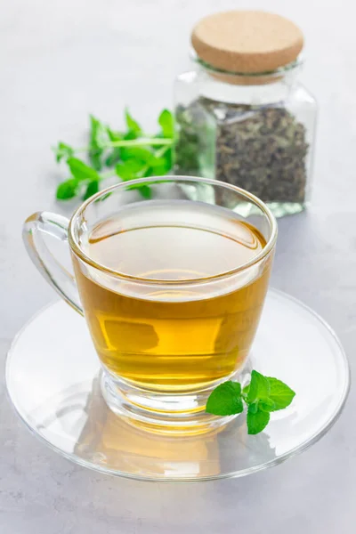 Alla Menta Alle Erbe Una Tazza Vetro Con Alla Menta — Foto Stock