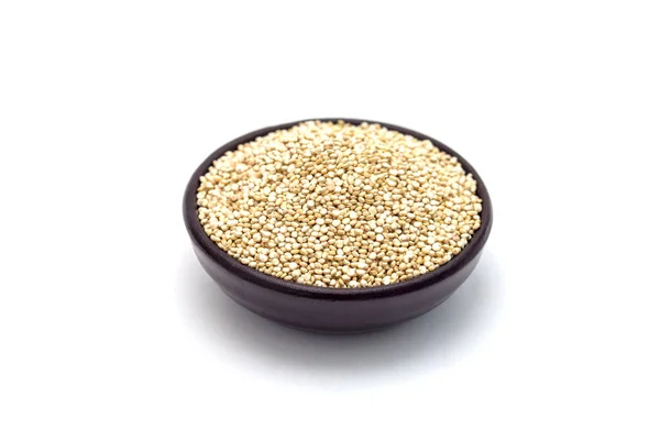 Ceramic Bowl Healthy Quinoa Seeds Isolated White — Stock Photo, Image