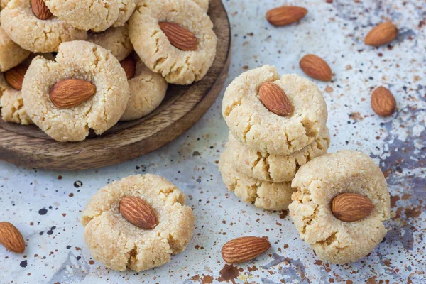 Hemlagade Glutenfria Mandelkakor Utan Smör Och Mjöl Horisontella — Stockfoto