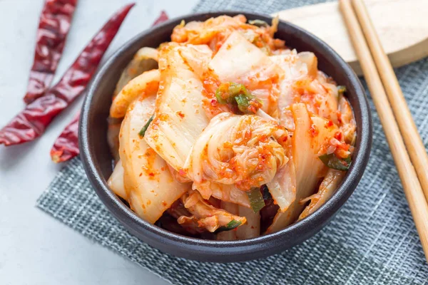 Kimchi Kohl Koreanische Vorspeise Einer Keramikschale Horizontal — Stockfoto