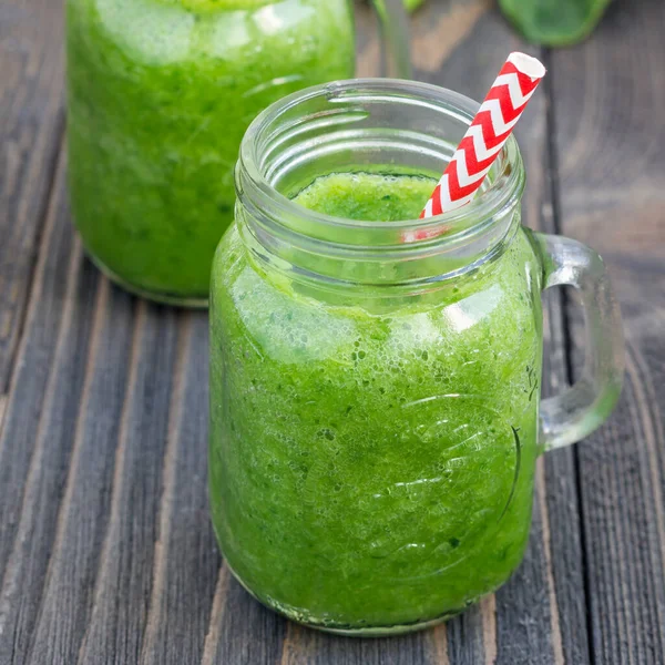 Smoothie Vert Céleri Concombre Épinards Pomme Citron Format Carré — Photo