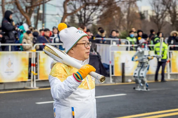 Cérémonie Relais Flamme Olympique Université Kaist Daejeon Corée Sud Décembre — Photo