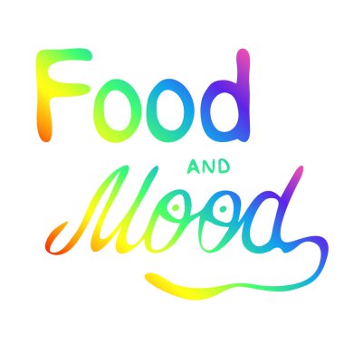 Yemek ve ruh hali. Renkli vektör el harfi