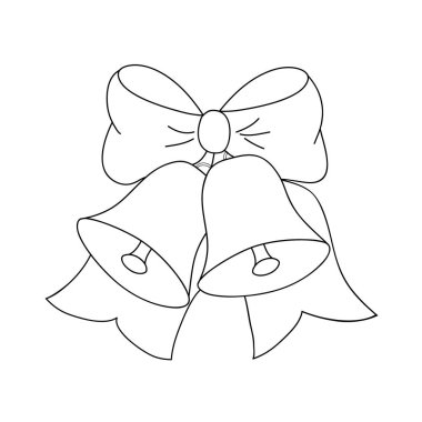 Yay, siyah ve beyaz renkli Noel çanları, vektör illüstrasyonu