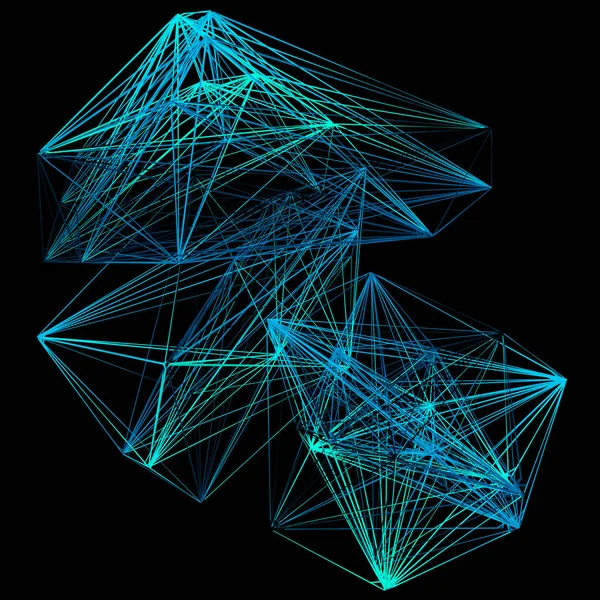 Ilustración 3D de la estructura de conexión de esquema geométrico de color — Foto de Stock