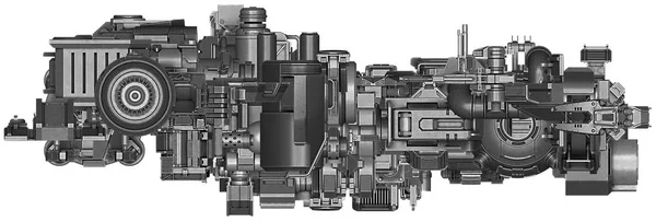 Ilustração 3d de tecnologia de equipamentos industriais abstratos — Fotografia de Stock