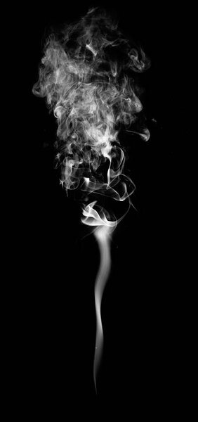 White fantasy smoke on black background close up