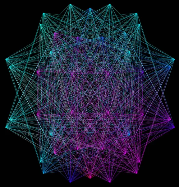 3D ілюстрація кольорової геометричної структури з'єднання схеми — стокове фото