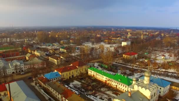 Luchtfoto van het klooster van de geboorte van de Vrgin — Stockvideo