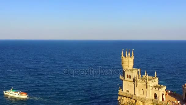 Aerial view on castle Swallows Nest — Stock Video