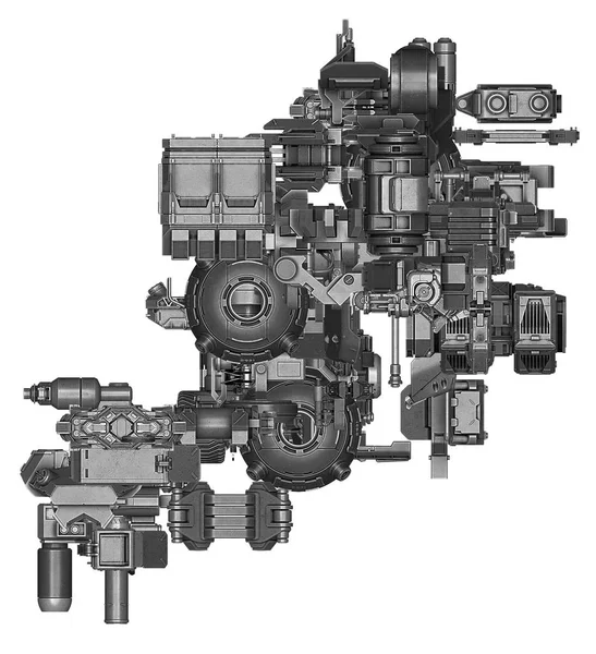 Ilustração 3d de tecnologia de equipamentos industriais abstratos — Fotografia de Stock