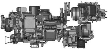 soyut endüstriyel ekipman teknoloji 3D çizimi