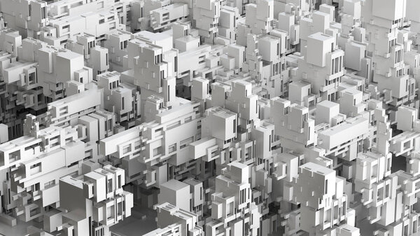 3D illustration of futuristic modern city structure