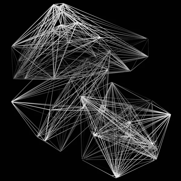 Ilustración 3D de la estructura de conexión de esquema geométrico de color — Foto de Stock