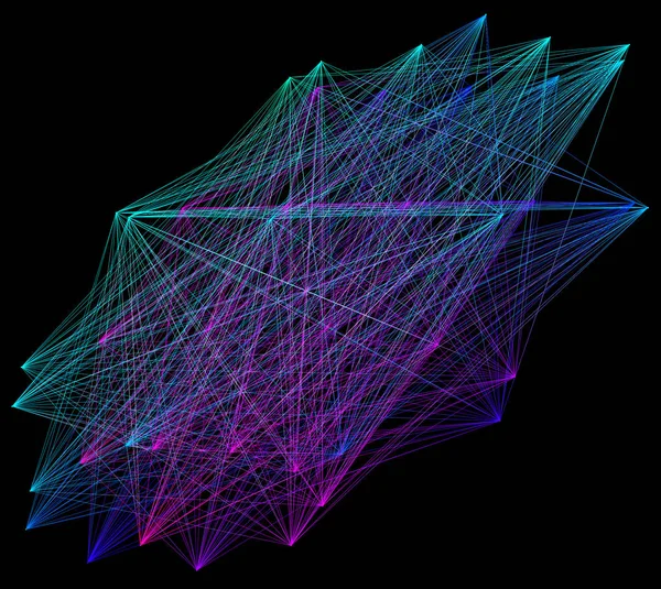 3D illustratie van gekleurde geometrische sheme verbinding structuur — Stockfoto